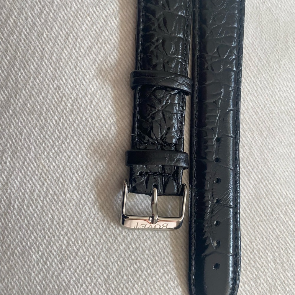 Black Textured Leather Belt BOVET 20mm watch strap